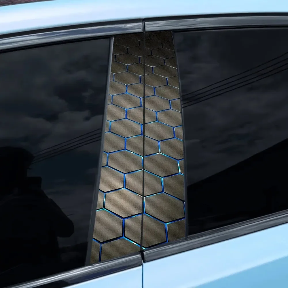 Car Door Decorative Sticker Waterproof Protective Sticker Car B-Pillar Sticker Honeycomb Scratch Resistant Car Accessories image 3