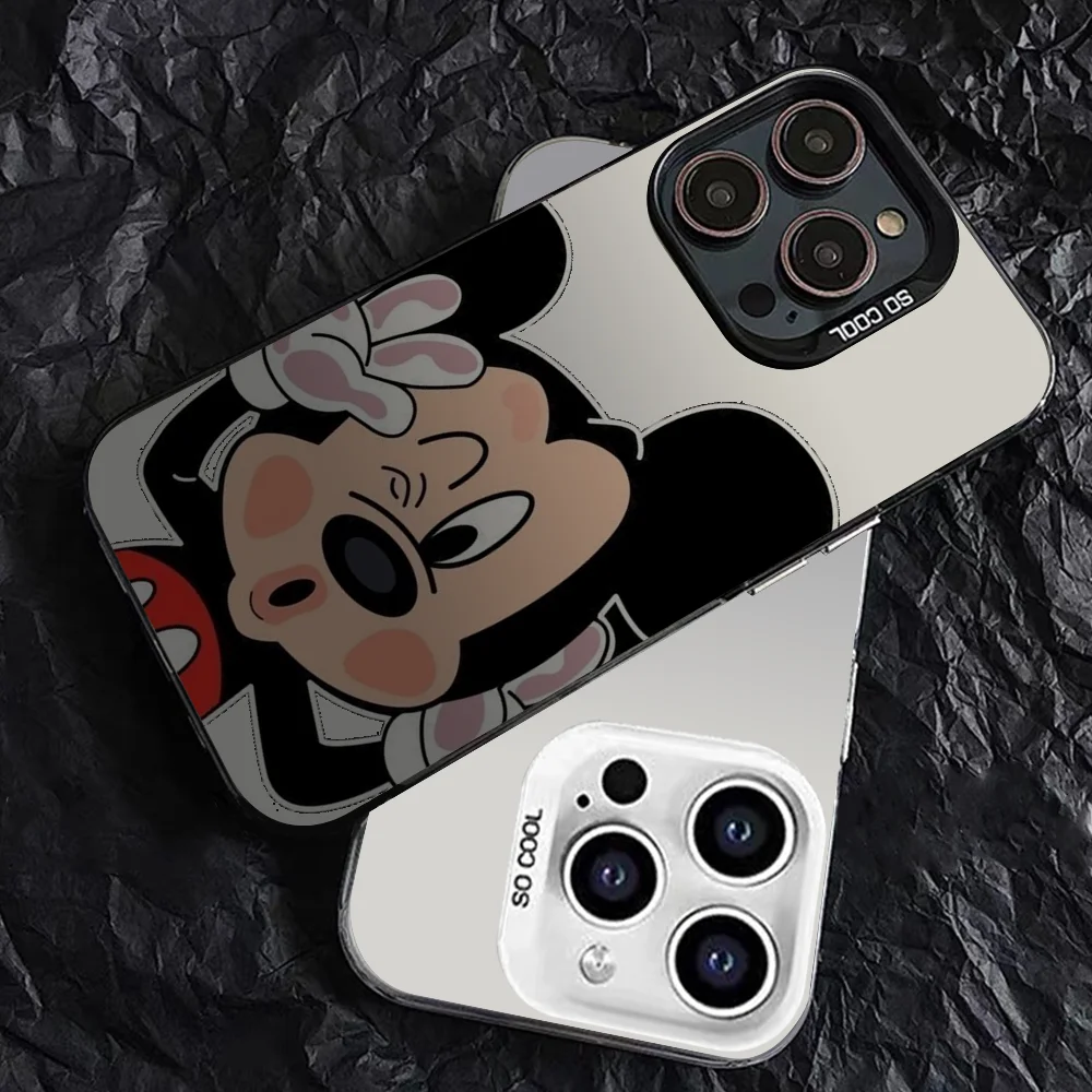 M-Mickey mouse Phone Case Phone Case IMD color silver shell For iPhone 16 15 14 13 12 11 Pro Max Plus