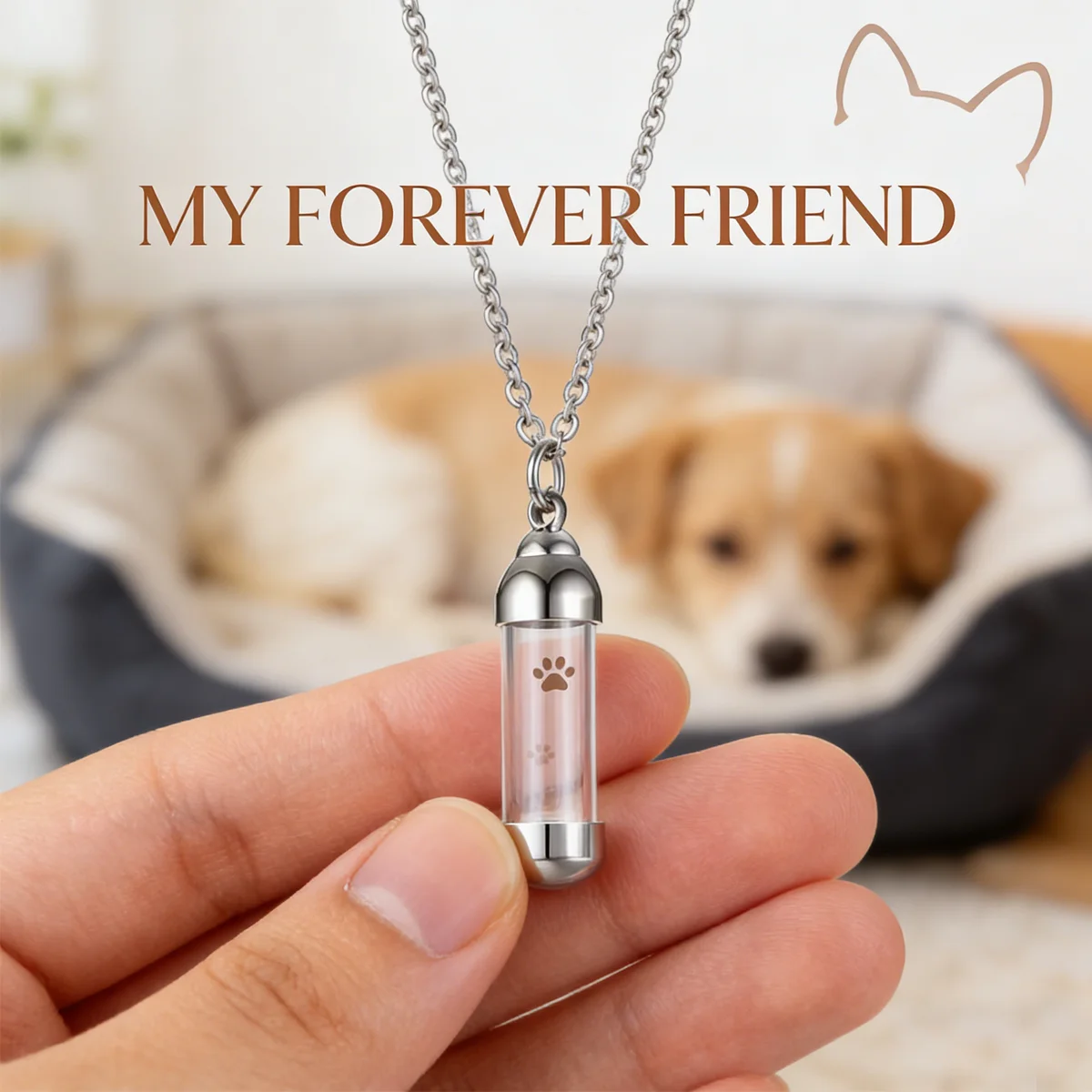 

Pet Glass Bone Ash Necklace Cat & Dog Stainless Steel Pendant Memorial Decorative Items For Commemorating Pets