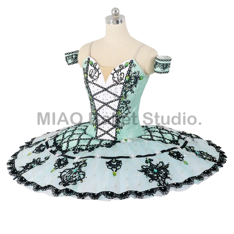 Light green black stain ballet Tutu La Esmeralda girls competition professional tutu ballet classical pancake Costume 0459