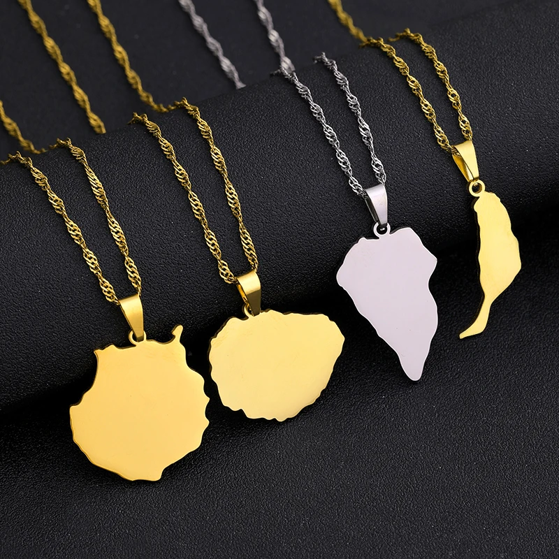 

Fashion España Canary Isiands Map Pendant Necklace Stainless Steel Men Women Spain Maps Jewelry Gift