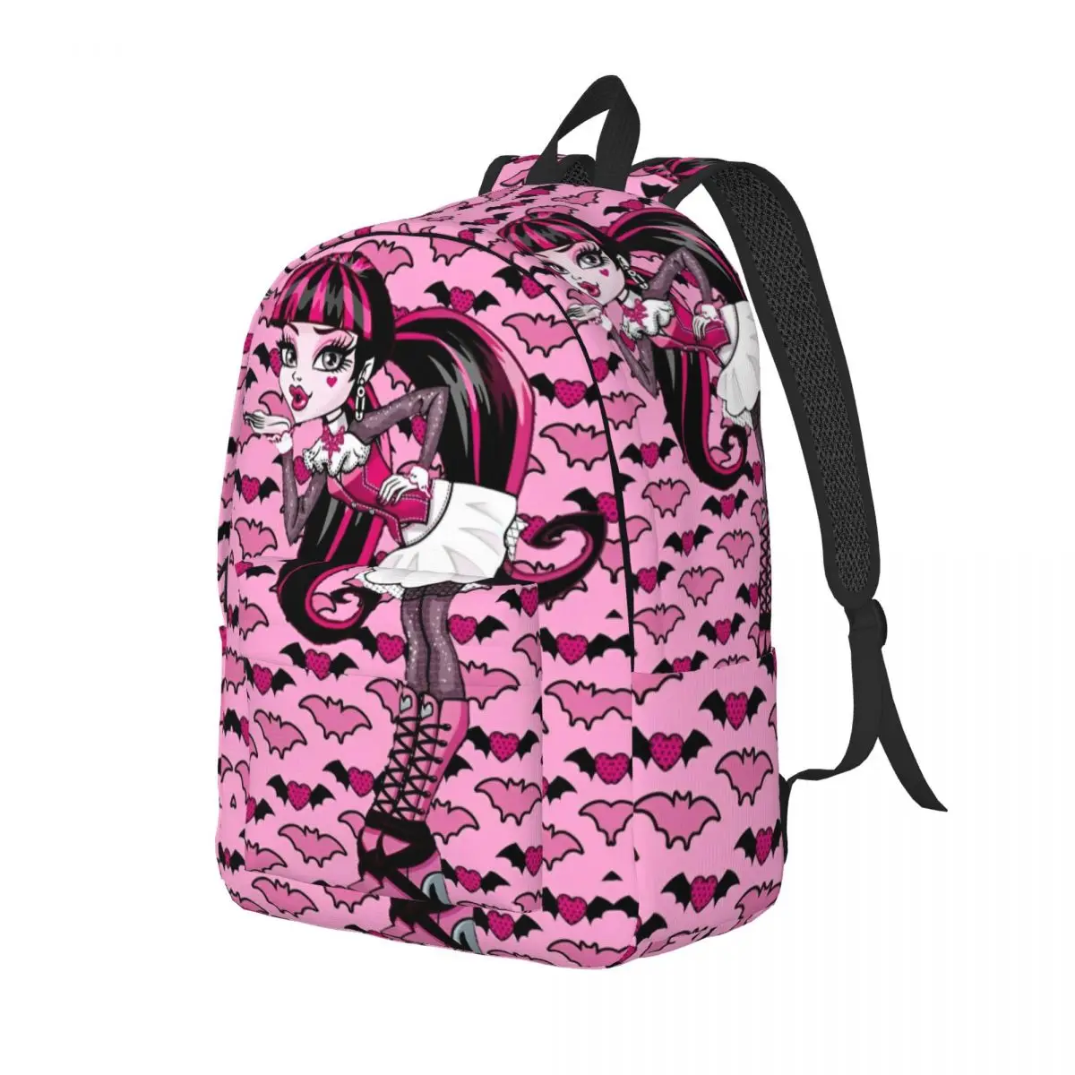 Monster High Anime Draculaura Backpack Men Women Teenage High School Hiking Travel Daypack Cartoon College Shoulder Bag Durable