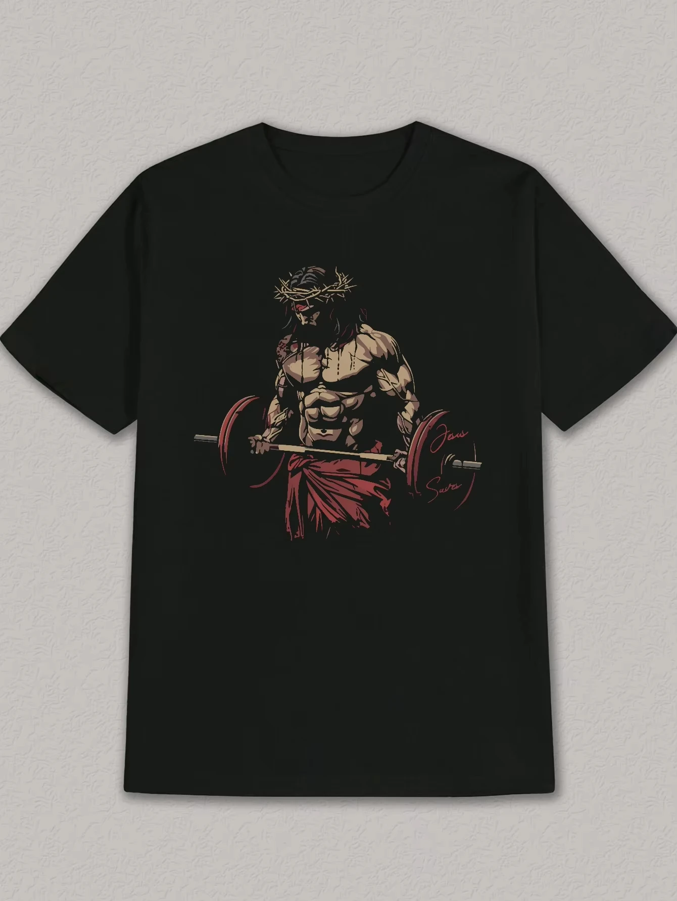 2026 New Family Matching T‑Shirt Vintage Muscular Warrior Crown Thorns Gym Fitness Faith Graphic Loose Cotton Tee Casual Tops