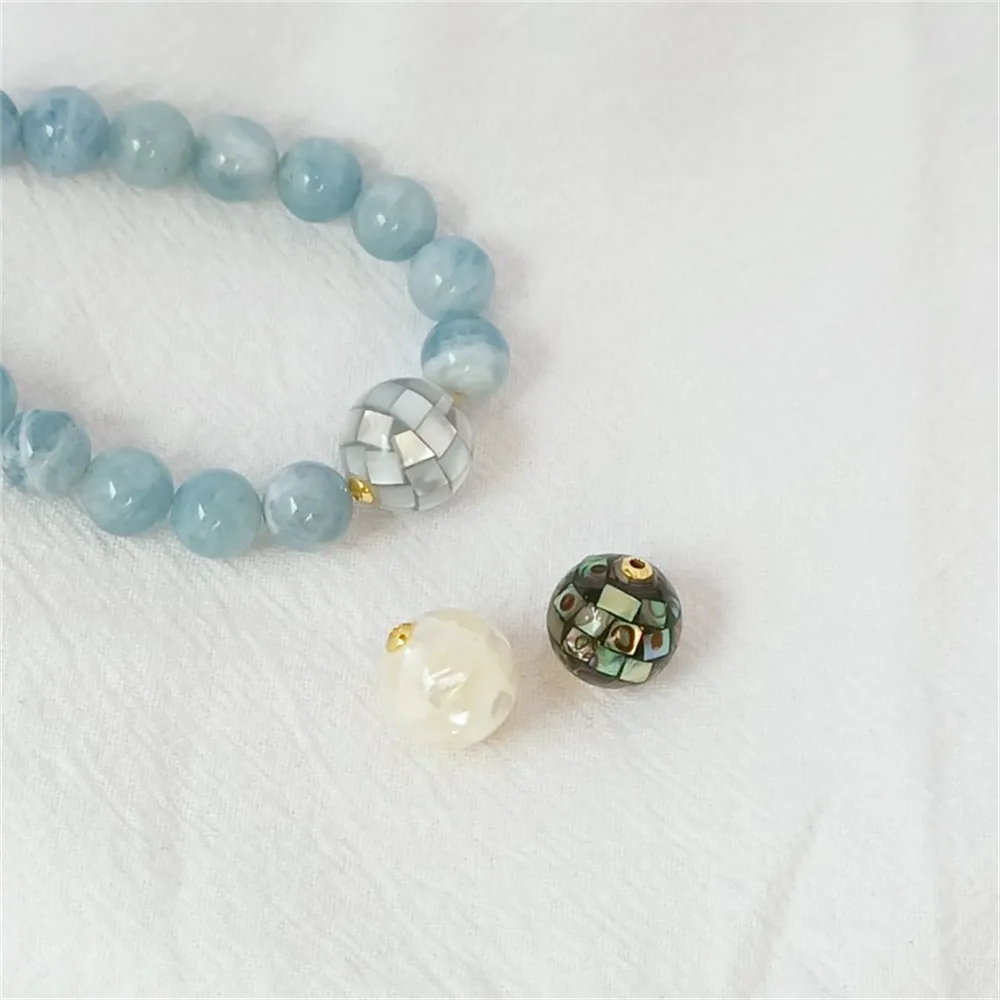 Deep-sea Butterfly Scallops Abalone Scallops Round Balls DIY Material Bracelet Necklace Semi-finished Product Loose Beads 12mm