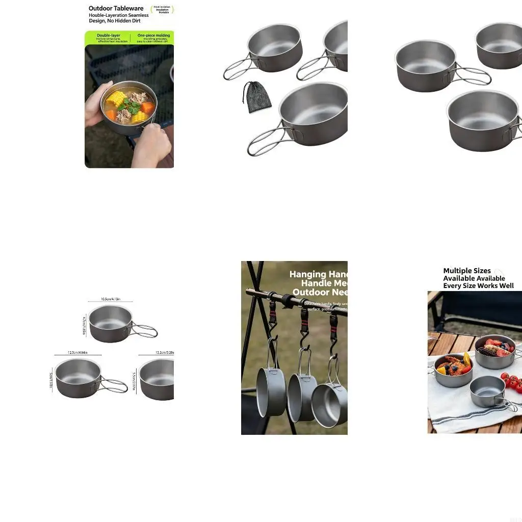 Bol cuisine camp en métal avec poignée en fil pour les repas randonnée 69HD