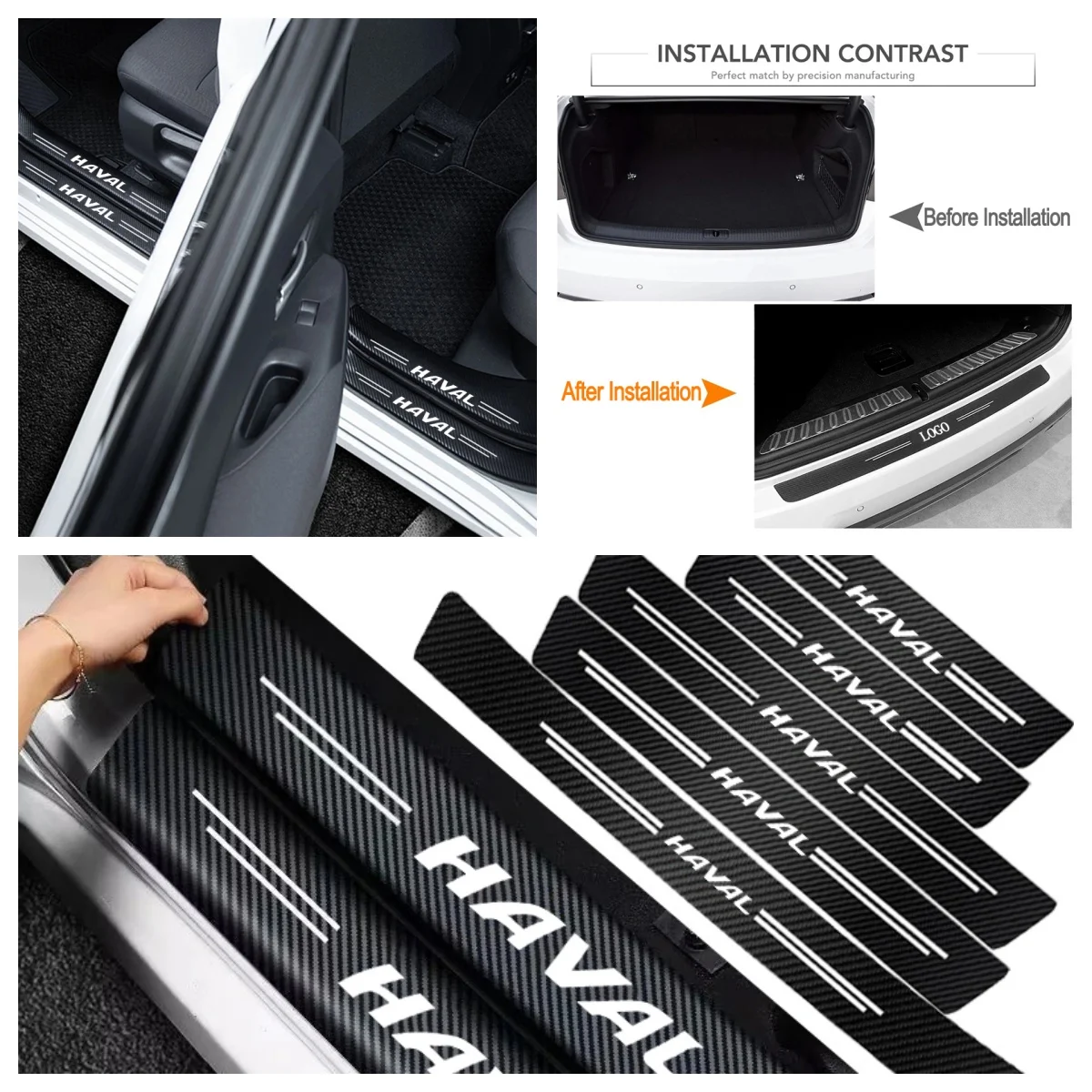 Carbon Fiber Car Door Sill Protector Sticker For Haval H6 H6S Jolion Dargo F7X Anti‑Scratch Threshold Guard Accessories