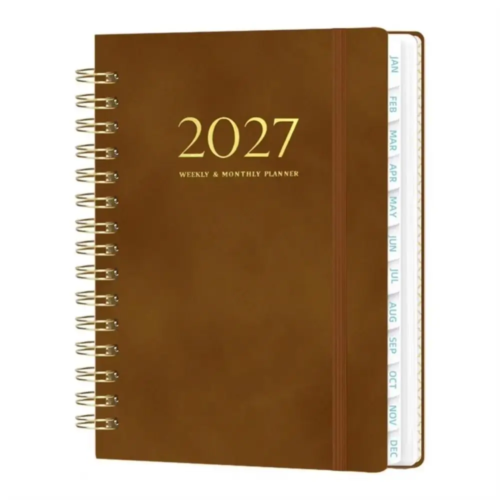 Lightweight 2027 Weekly Planner Thick Pages Paper Made Spiral Planner Tab Divided Spiral Bound A5 Agenda Notebook Daily Schedule