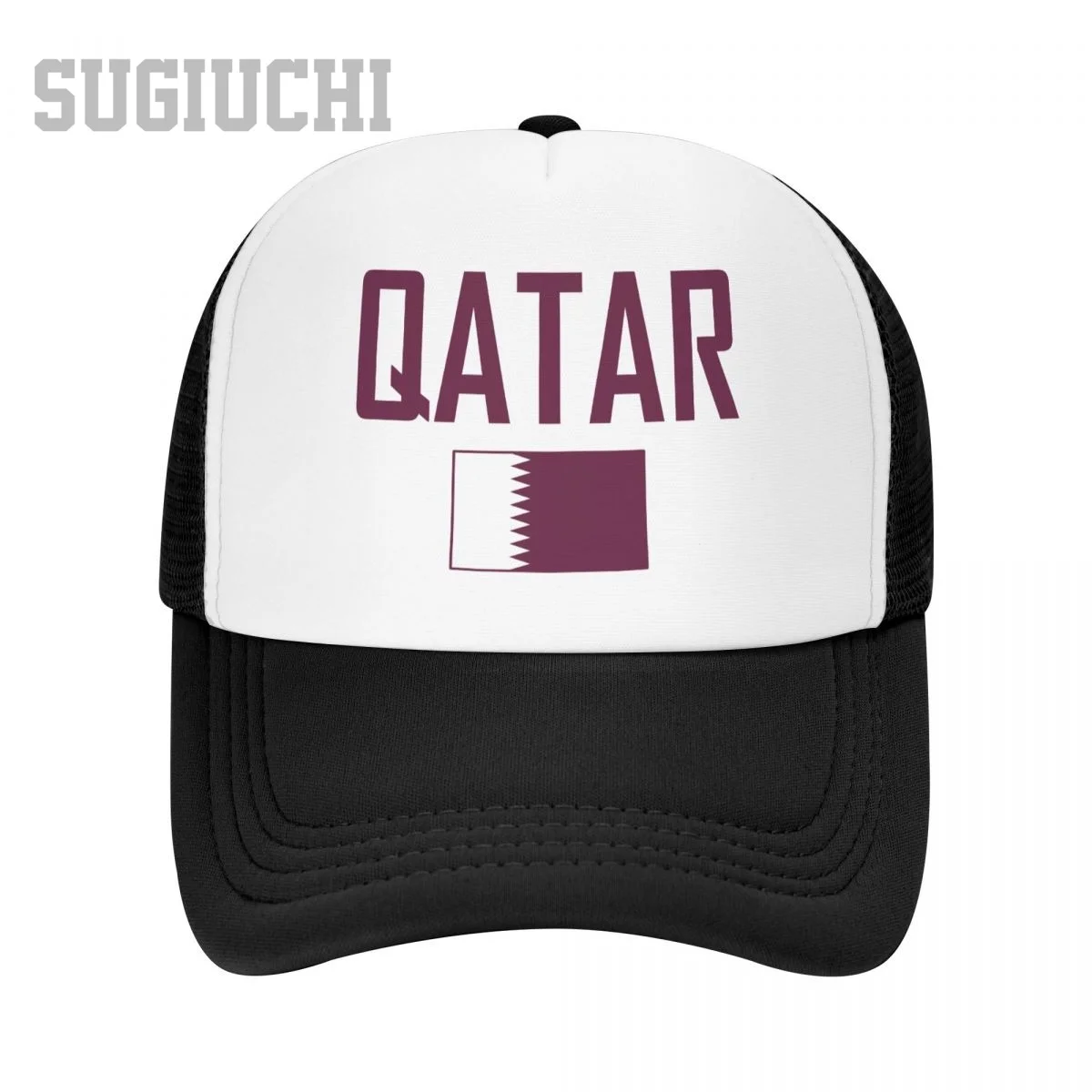 Unisex Mesh Cap Hat QATAR Flag And Font Trucker for Men Women Baseball Caps Outdoors Cool