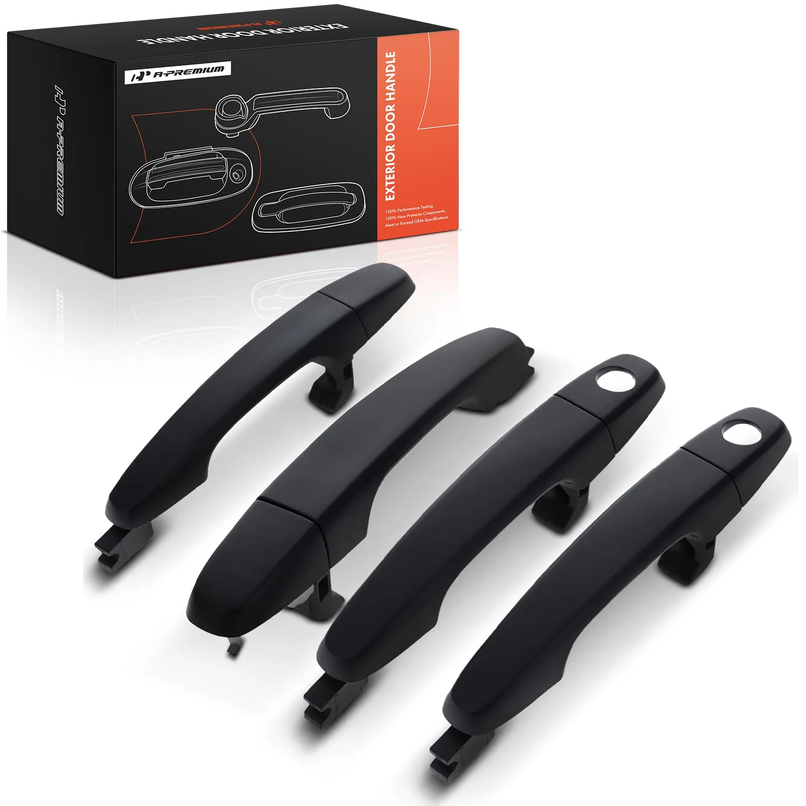 A-Premium 4Pcs Front & Rear Black Exterior Door Handle with Keyhole for Pontiac G8 2008-2009
