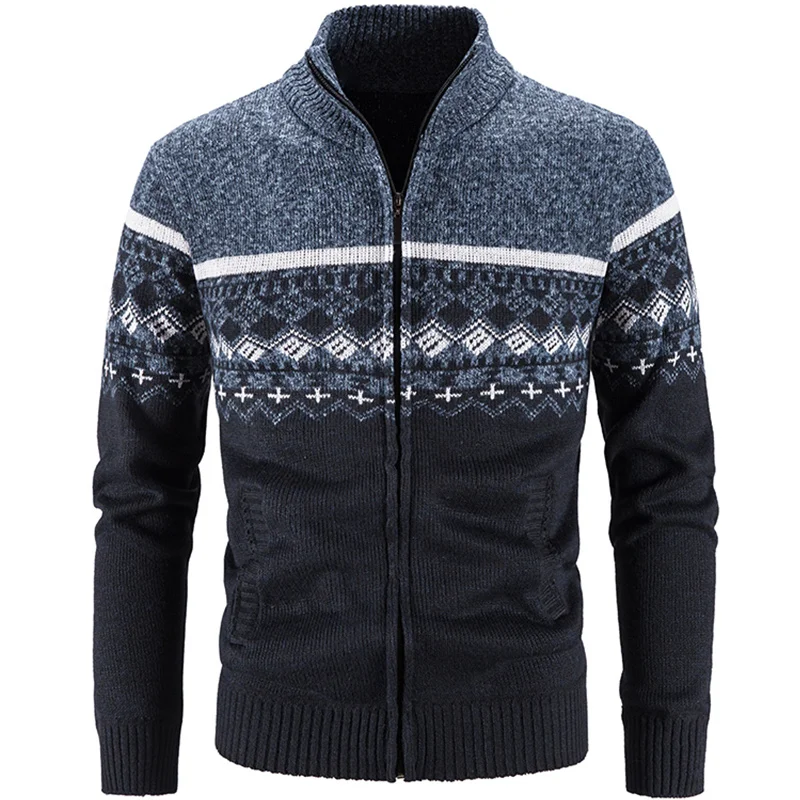 Winter Men's Fleece Sweater Jacket Coat Zipper Cardigan Casual Menswear High Quality Casual Fashion Top Clothes Knit Outwear