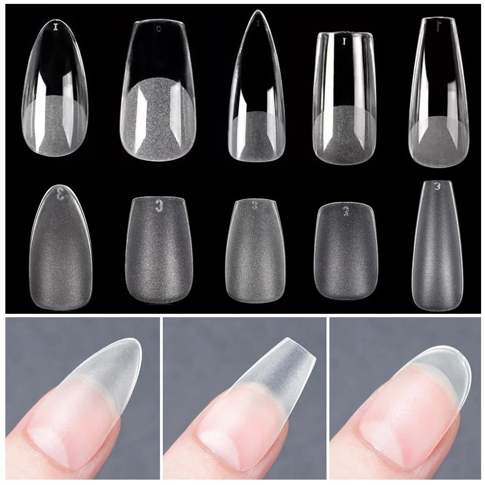 Matte Press On Nail Tips Soft Full Cover False Nails Oval Almond Sculpted Fake Nail 120pcs/bag