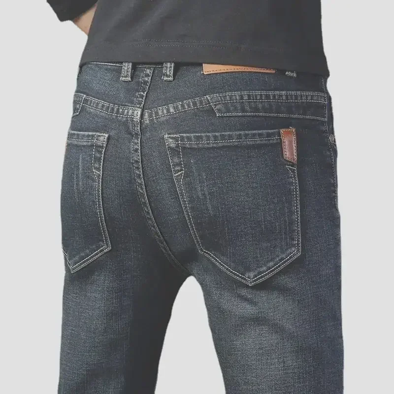 Calças de assento aberto estiramento jeans masculino solto em linha reta invisível zíper campo completo-aberto tipo boate escritório sexo livre mãe jeans