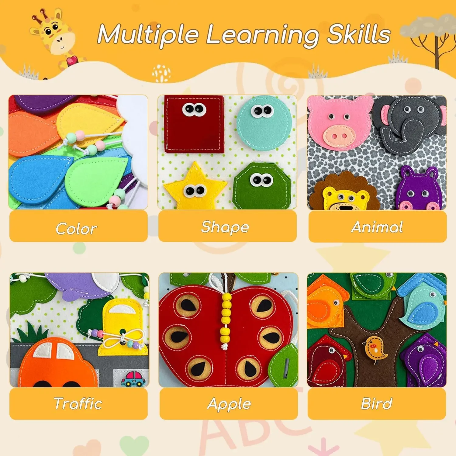 Бизи-книга Монтессори для малышей, развивающая сенсорная игрушка, тихая фетровая книга для ребенка, дошкольные обучающие занятия для детей, подарок