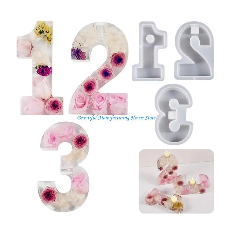 

E56A Numbers Candlestick Silicone Mold Holder Gypsum Resin Mold Handmade Epoxy Resin Casting Home Desktop Decoration