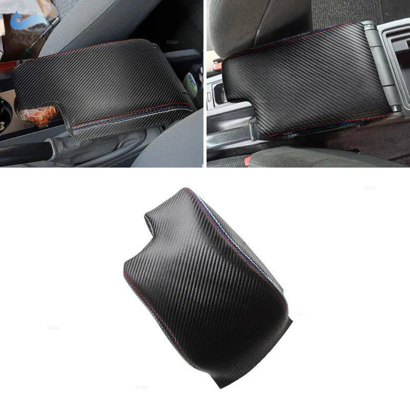 LHD For BMW 3 Series E46 1998-2005 Microfiber Leather Car Interior Center Console Armrest Box Cover Sticker Trim Carbon Texture