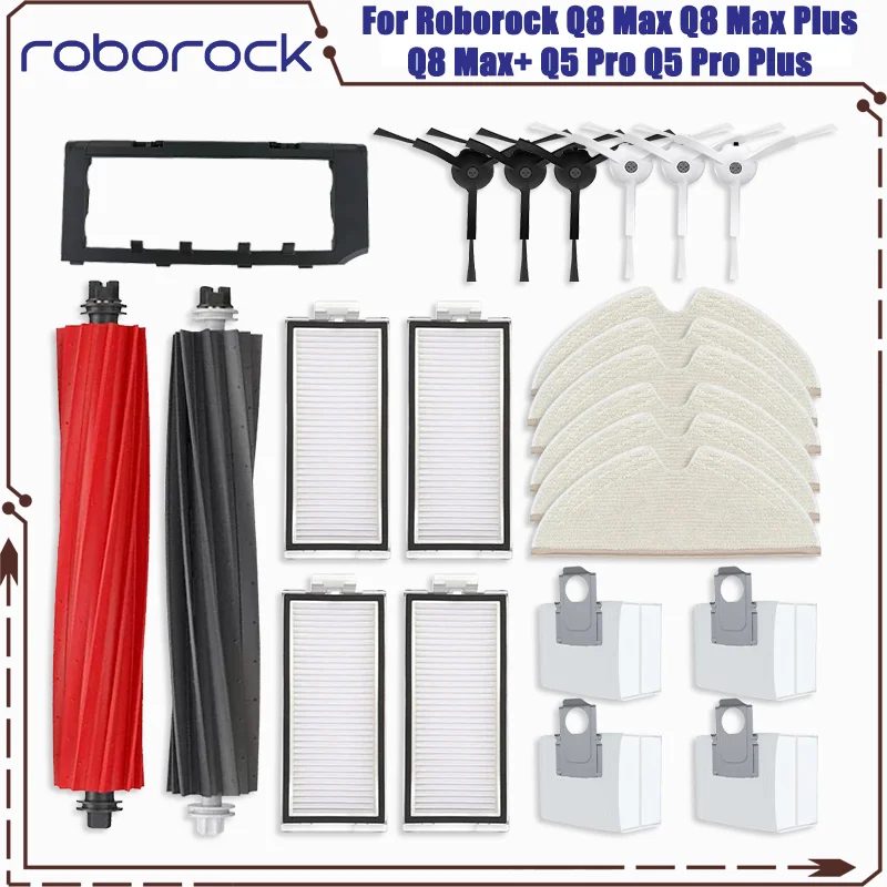 Roborock Q8 Max Q8 Max Plus Q8 Max+ Q5 Pro Plus Replacement Parts Accessories Main Side Brush Hepa Filter Mop cloth Dust Bag