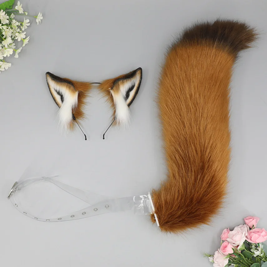Fox Cosplay Ear Headwear Anime Movie Nick Animal Plush Tail Comic-con Stage Performance Set Man Woman Party Costume Accessories