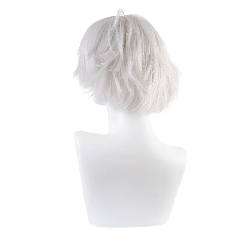 Virtual Idol Streamer VTuber Ge Ye's kurzes Haar Cosplay-Perücke Rainbow Society's silber-weißes umgedrehtes kurzes Haar