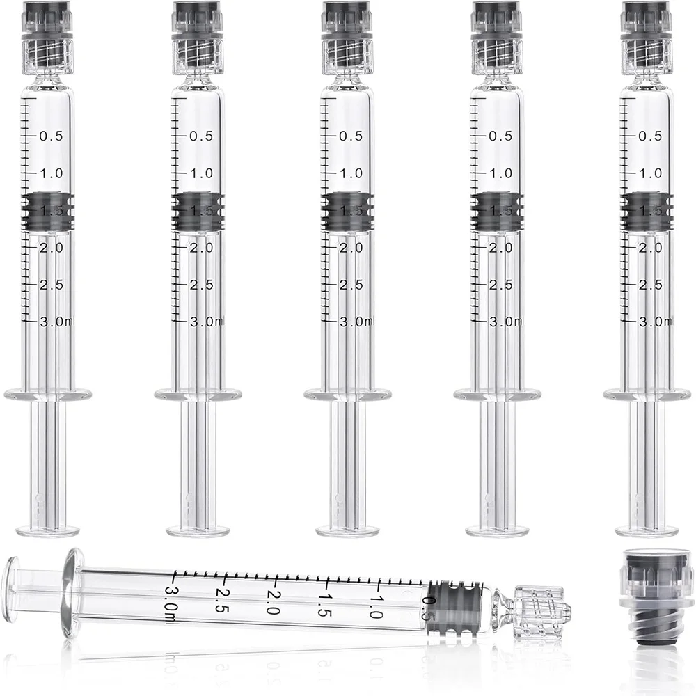 3ml Glass Syringe 3Cc Luer Lock Glass Laboratory Syringe - for Liquids, Glue, Ink, Lubricants, Art Crafts, and Pet Care