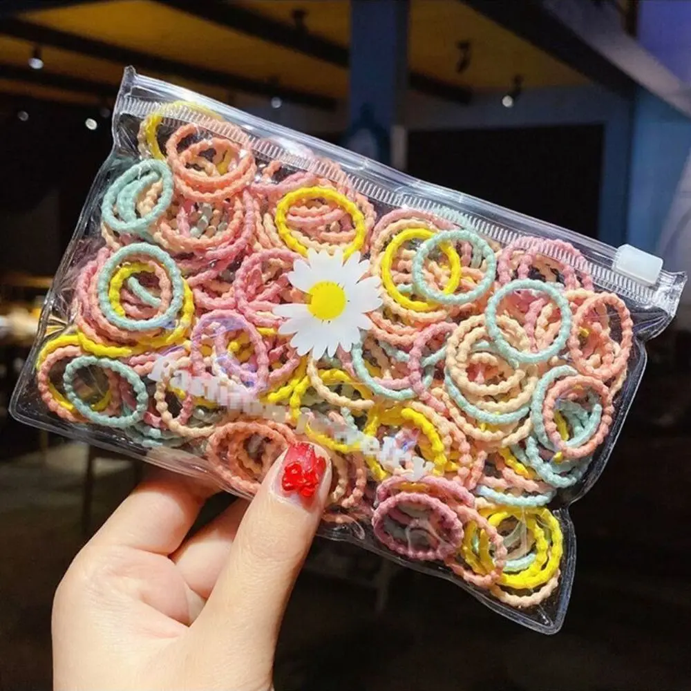 

100PCS/Bag Hair Bands Lovely Scrunchies Rubber Ponytail Holder Hair Accesorries Children Hair Ties Hair Rope