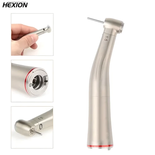 HEXION-auricular LED de fibra óptica de baja velocidad contraángulo 1:1/1:5, botón pulsador de cinta electrónica, piezas de mano para odontología de alta velocidad