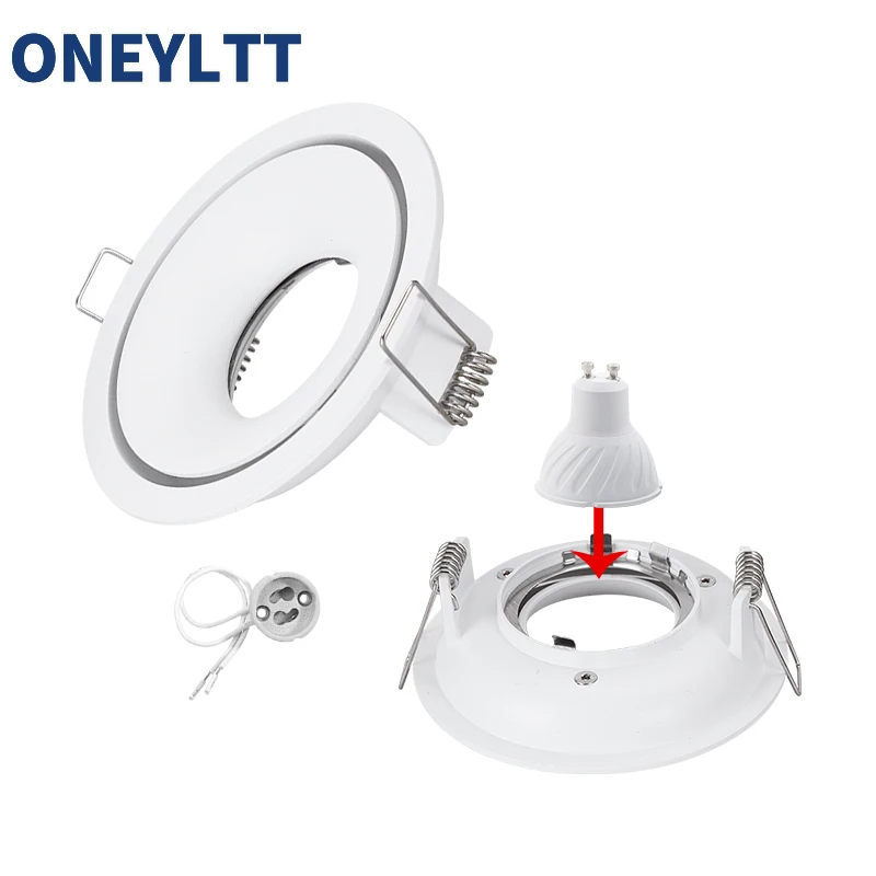 Recesso LED teto Spot Light, Downlight Redondo, Fitting Fixture, Preto e Branco, Dia 50mm, GU10, MR16