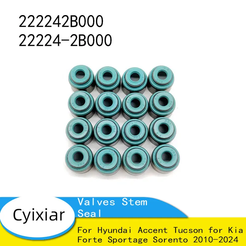

222242B000 22224-2B000 16PCS Brand New Valves Stem Seal Kit for Hyundai Accent Tucson for Kia Forte Sportage Sorento 2010-2024