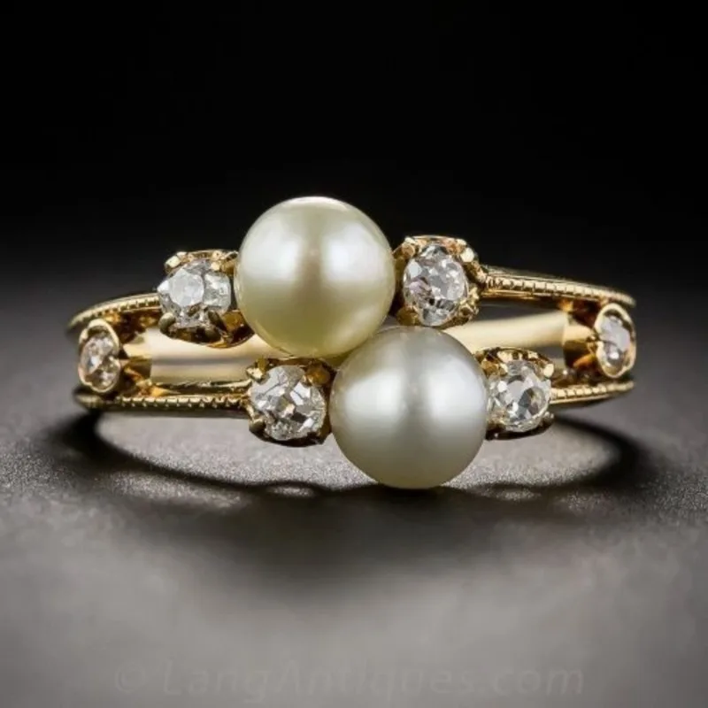 

Dazzling Gold Color Inlaid with White Stone Imitation Pearl Rings Fashion Round Party Engagement Wedding Rings for Women Jewelry
