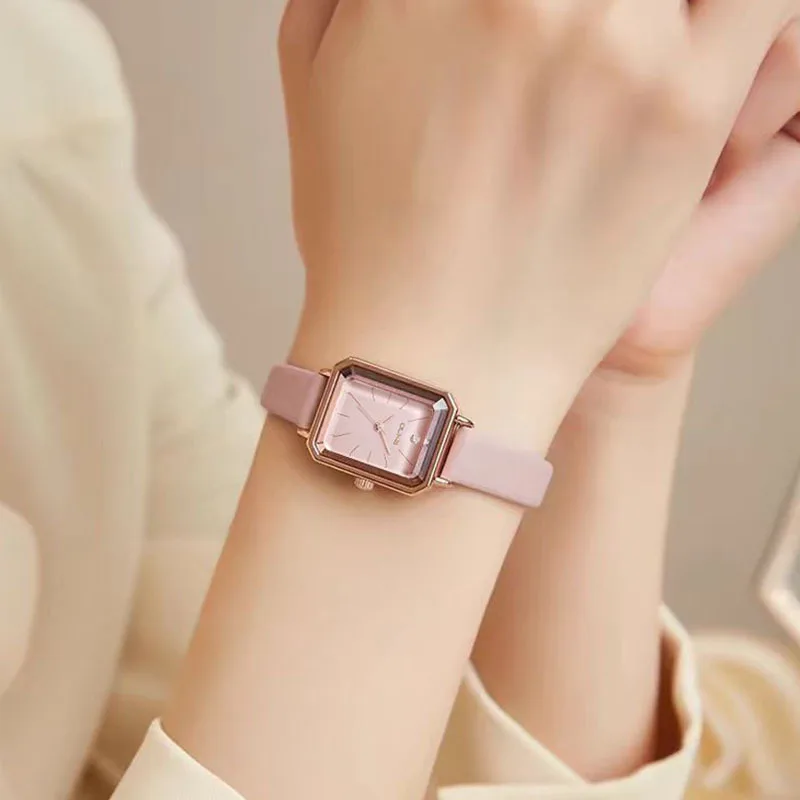 موضة جديدة رائجة البيع ساعة نسائية مربعة صغيرة الطلب مقاوم للماء ساعة كوارتز كاجوال للسيدات كورية #2