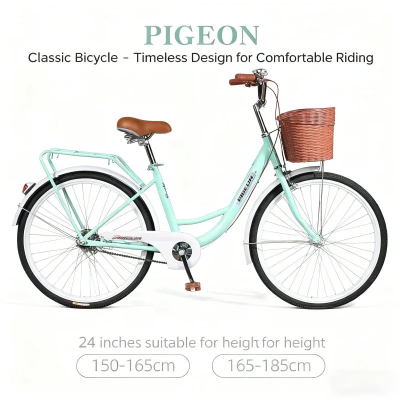 

Легкий пригородный велосипед унисекс для взрослых Feige, элегантный офисный велосипед для поездок на работу для взрослых и студентов, зеленая/коричневая версия