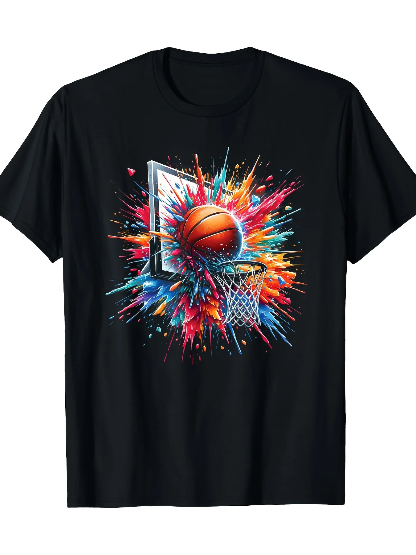 

Colorful Basketball Tie Dye Color Splash Dunk Cotton Men's T-shirt Comfort Edition T-shirt