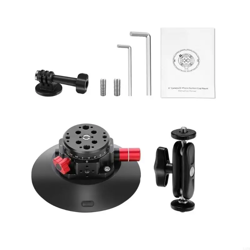

A3PD Metal Car Mount Adjustable Camera Suction Cup Mount Arm 6Inch Strong Strength For Car Action Camera Phone Mount