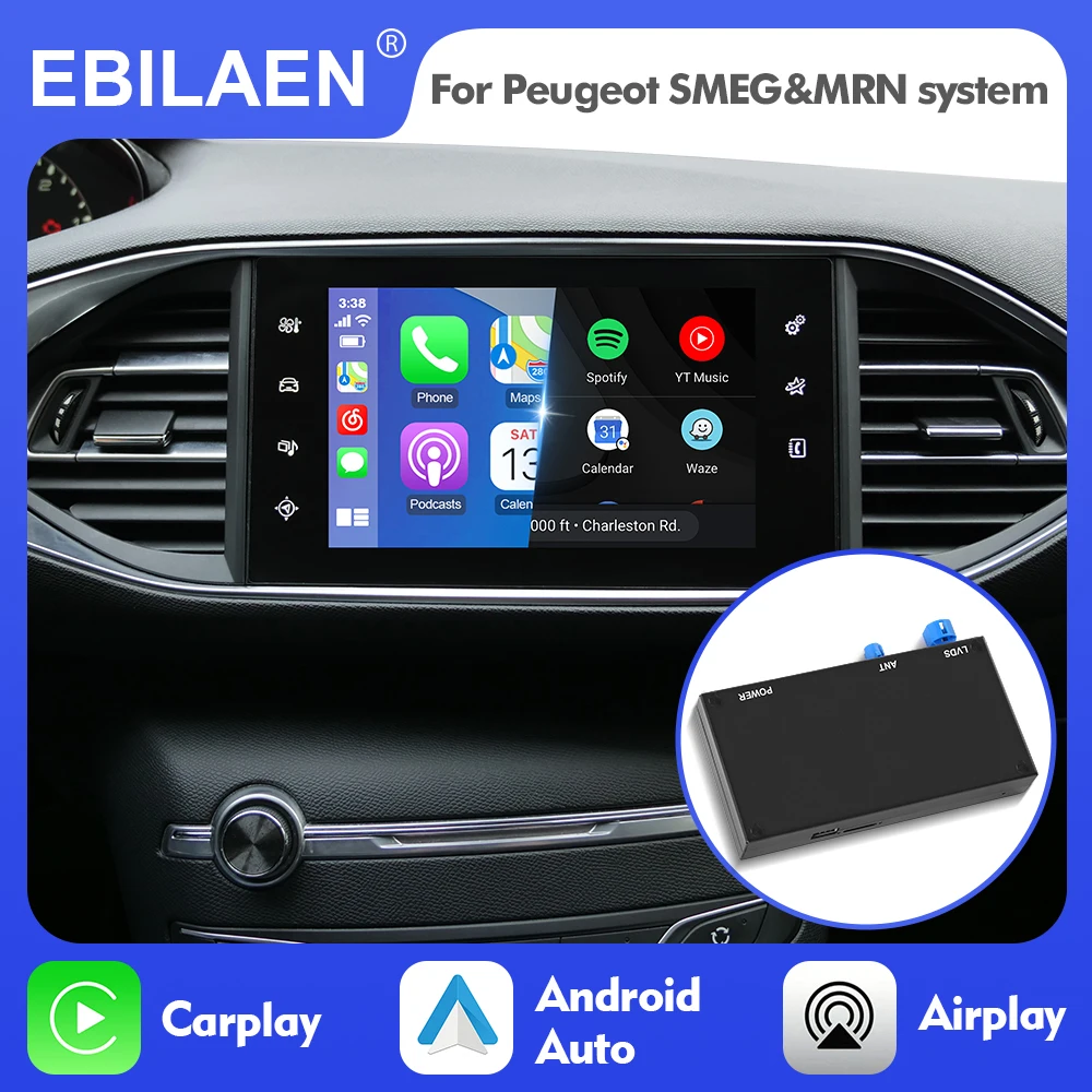 EBILAEN Wireless Carplay box For Peugeot Citroen SMEG SMEG+ Picasso C4 C5 DS4 DS3 308 508 208 3008 Android Auto AirPlay Module