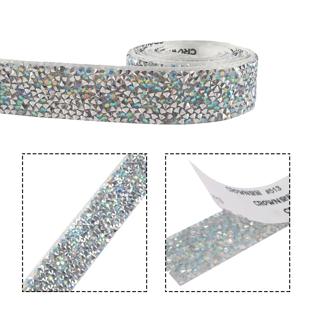 Self Adhesive Sticker Crystal Diamond Ribbon Resin Rhinestone DIY Arts Crafts Phone Belt Wedding Dress Garment Crafts Decoration