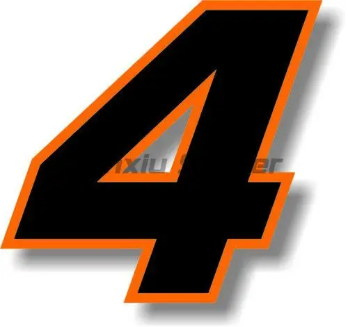 Custom Number Font Black with Orange Border Stickers Truck Racing Car Laptop Moto Helmet Door Book Windows Decals Customizable