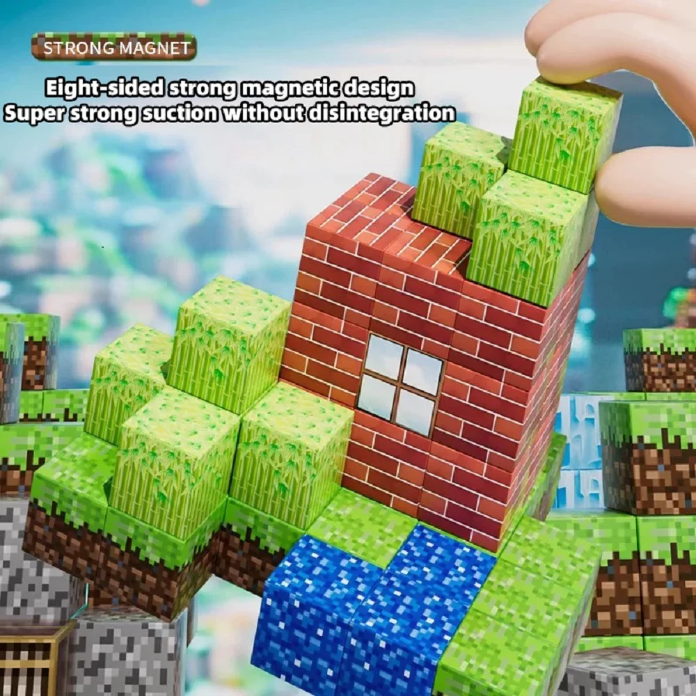 مجموعة صناديق تخزين ألعاب مكعبات بناء مغناطيسية، ألعاب تجميع DIY للأطفال - مكعبات بناء للعب مع الطاولات #3