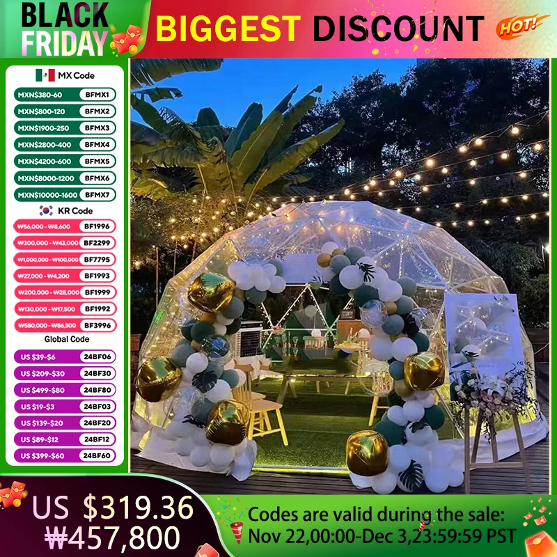 3.6M TPU Transparent Clear Bubble Dome Tent / Outdoor Event Party Camping Cafe Dining Plastic PVC Garden Igloo Dome Tent Luxury