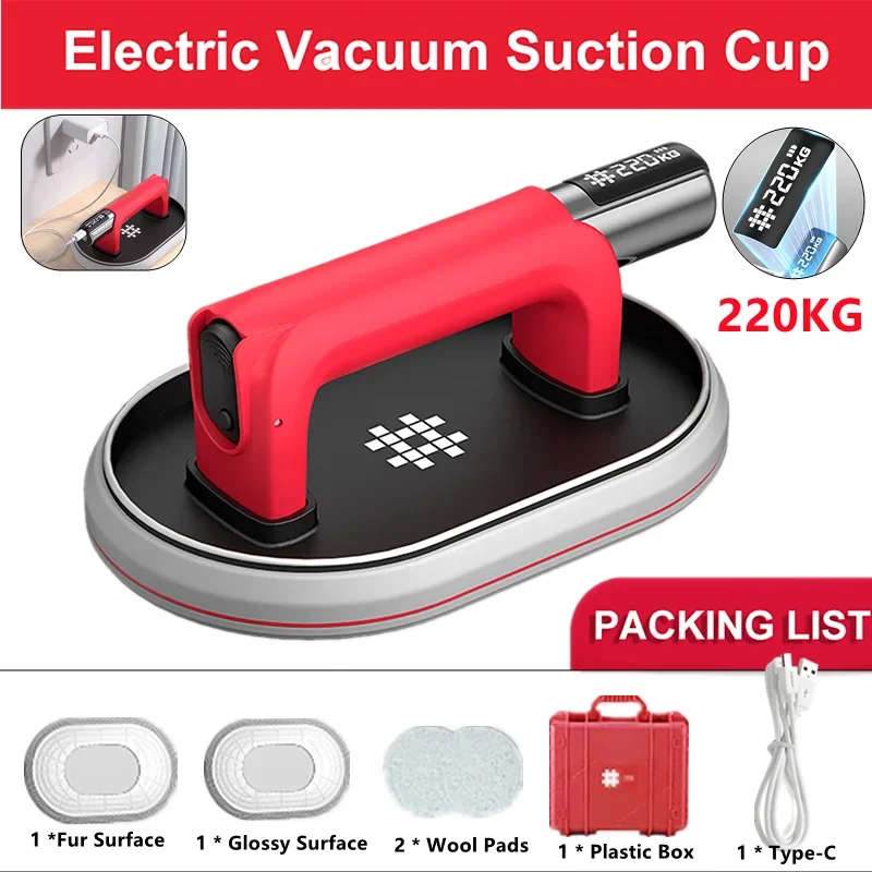 

2000mAh Intelligent Display Electric Vacuum Suction Cup Heavy Duty Granite Tile Glass Lifter Manual Lifting Suction Cups 200KG