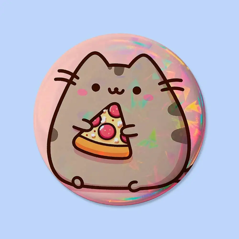 Kawaii P-Pusheen Abzeichen, Runde Kreative Anstecknadel, Brosche, Taschendekoration, Accessoires für Fans, Sammler, Freunde, Geschenke – Detail 8