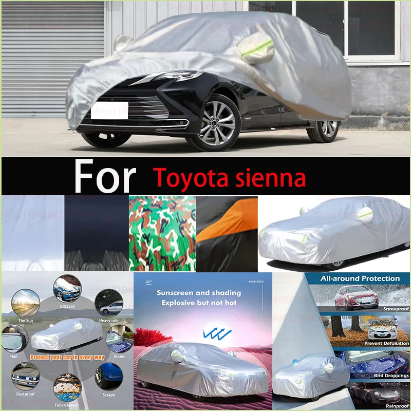 

Windproof Car Cover with Reflective Strip Auto Anti-UV Sun Rain Snow Dust Paint Protect Cover for Toyota Sienna