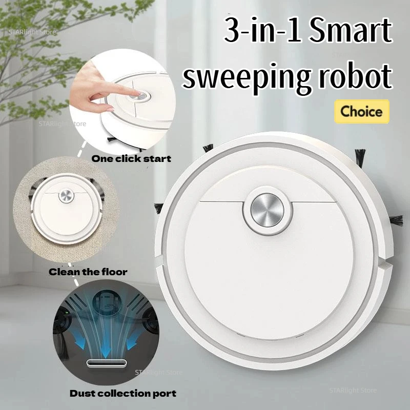 Smart Sweeping Robot 3-in-1 Smart Cleaner Household Rechargeable Fully Automatic Vacuum Cleaner 6000Pa Suction Pet Hair