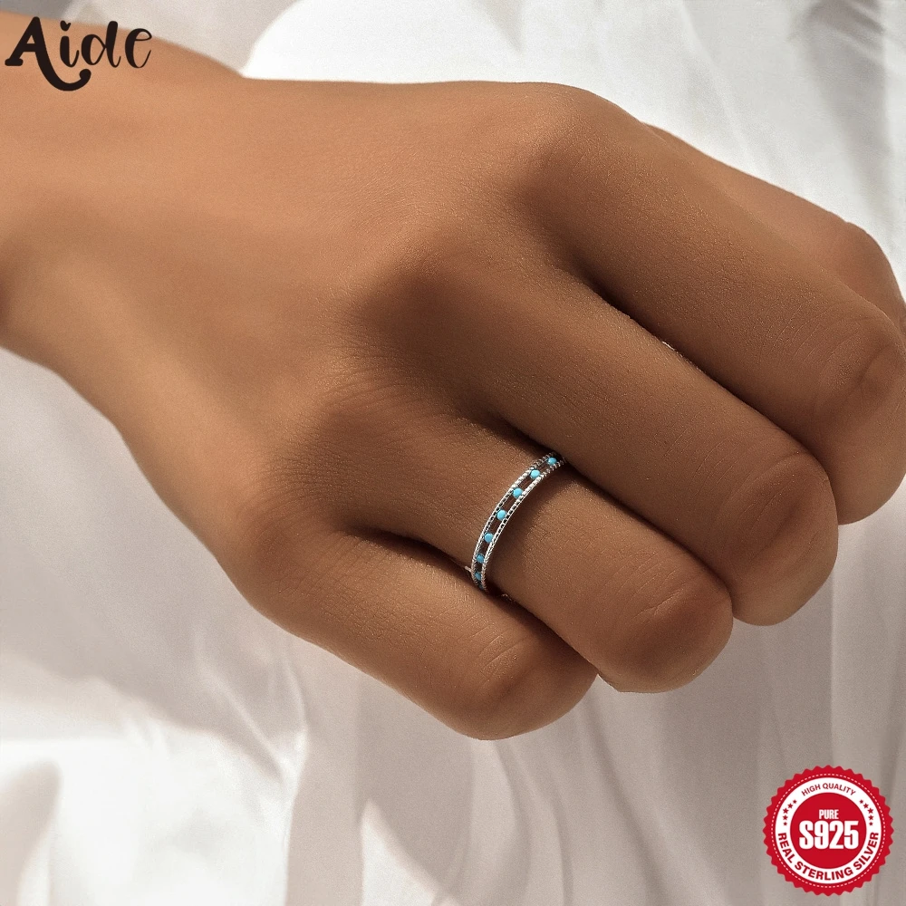 

Aide 925 Sterling Silver Retro Style Zircon Sparkling Silver Color Handmake Rings For Women Fine Jewelry Anniversary Gifts