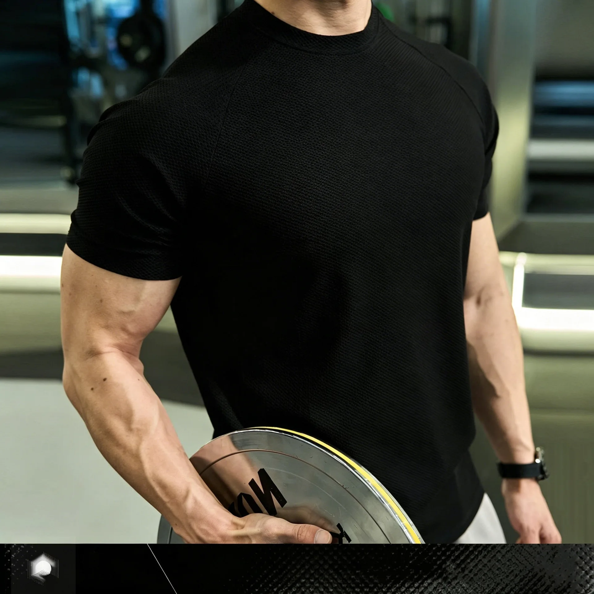 Spring/Summer American Style Ice Sensation Quick Dry Breathable Sweat Absorption Short Sleeve 3M Print High Elastic Slim Fit Spo
