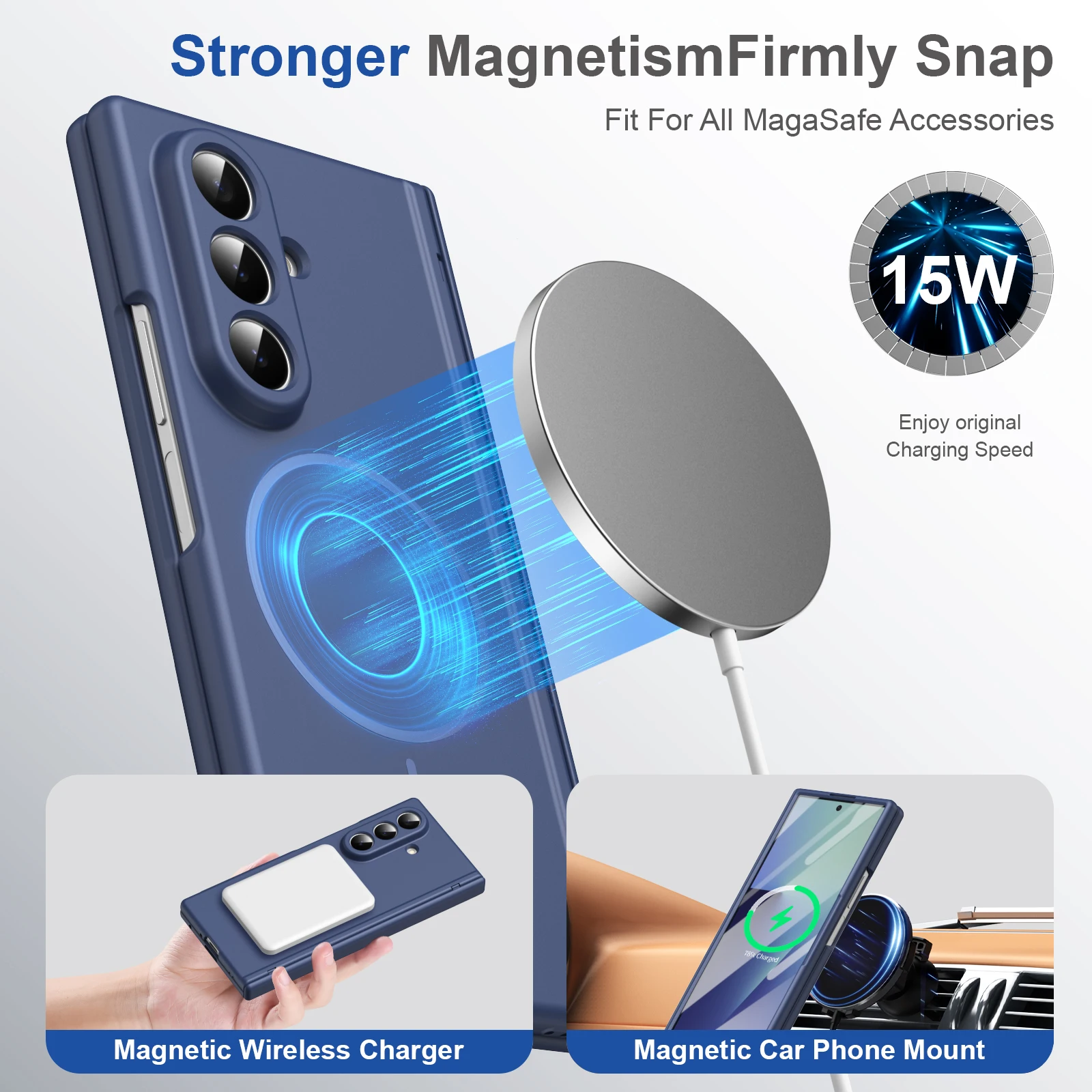 Custodia protettiva magnetica per telefono con cerniera antiurto per Samsung Galaxy Z Fold 7 6 5 4 3 5G per Magsafe Fold7 Fold6 Cover smerigliata