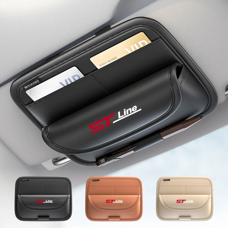 Car Sunglasses Holder Sunshade Clip Sun Visor Organizer Auto Accessories For Ford ST Line Racing RS S Fusion Mondeo Kuga Fiesta