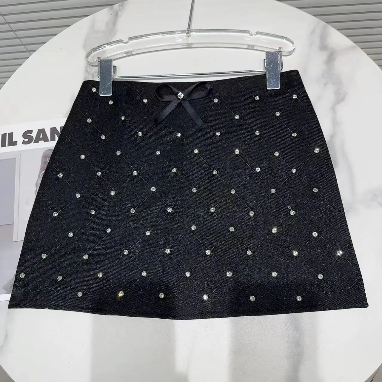 KUSAHIKI 2024 Korean New Style Bow Nail Bead Women's Short Skirt Sexy Hip Wrapped A-line Skirts Faldas De Mujer