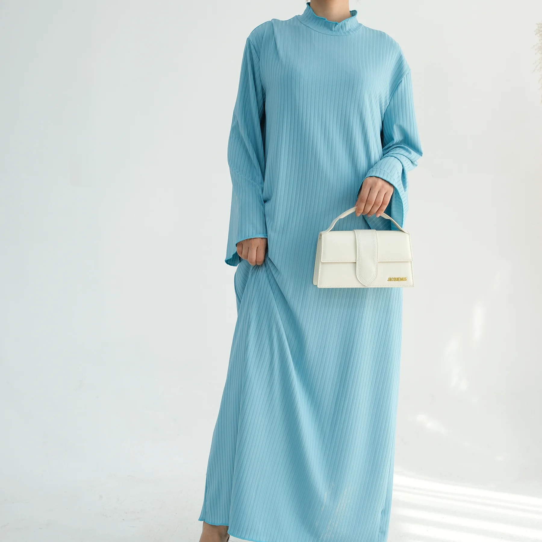 Colletto alla coreana da donna musulmana ampio sotto l'abito Abaya, elegante abito Hijabi, abbigliamento islamico modesto, Ramadan Eid, autunno inverno