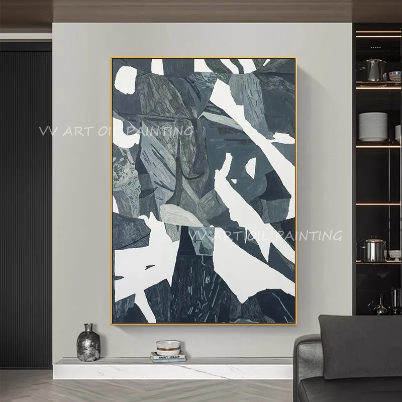 Grey Simple Nordic Picutre 100% Handmade Impression Oil Painting Home Decor For Living Room Abstract Scandinavian Wall Art