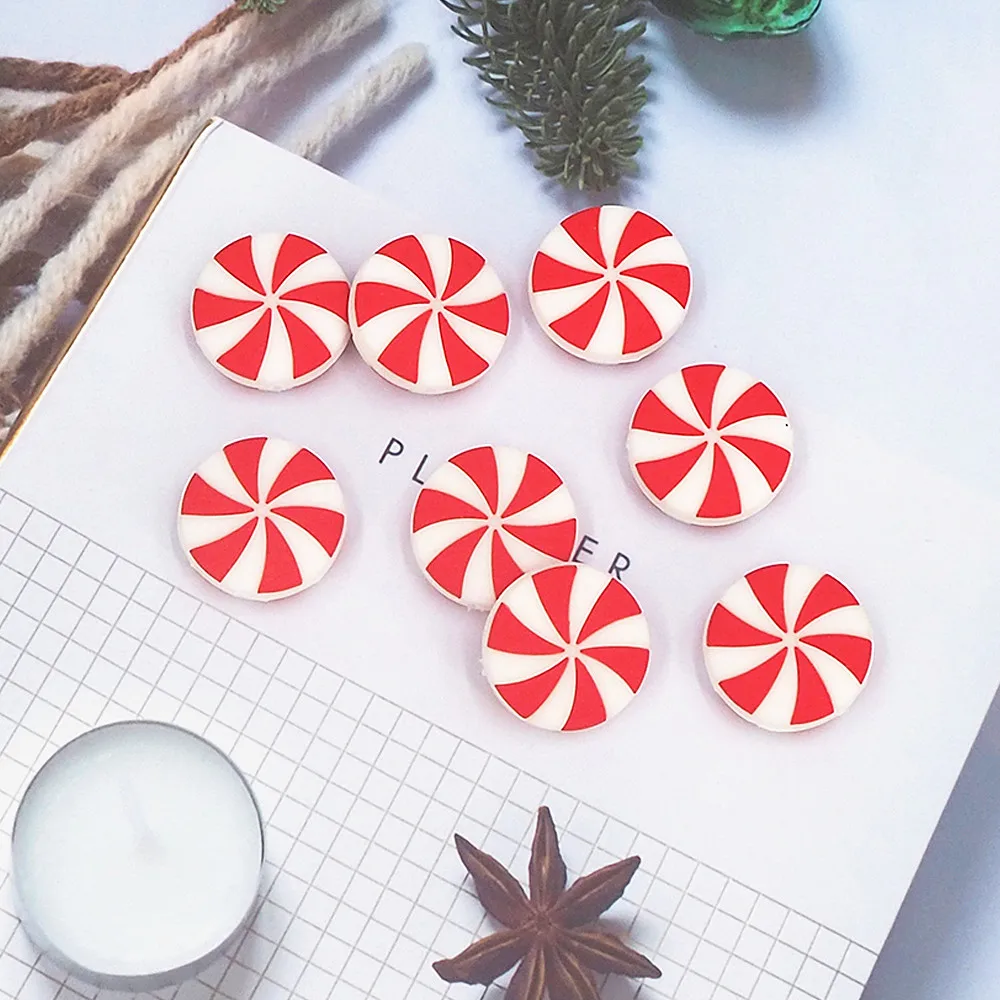 Chenkai 50PCS Peppermint Candy Silicone Beads Christmas Beads Infant Chewable Dummy Necklace Pacifier Toy Gift Accessories