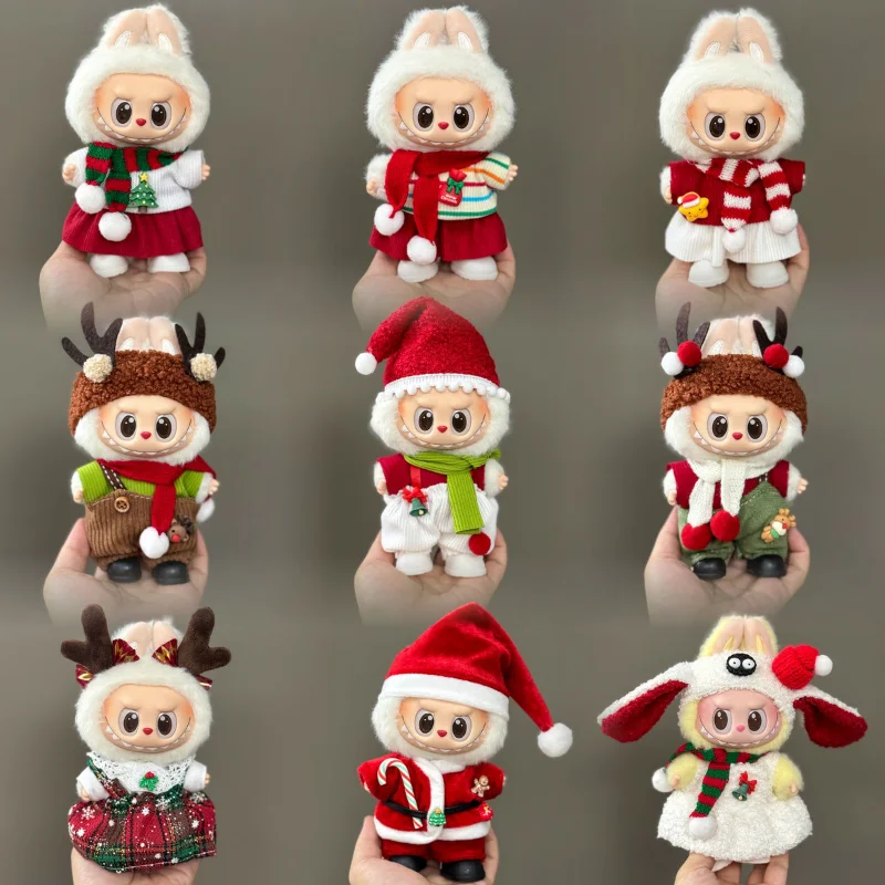 Doll Clothes Only Suitable for 17cm V1 V2 V3 Labubu Vinyl Doll Christmas Clothes Set Cartoon Dress Up Skirt Accessories DIY Gift